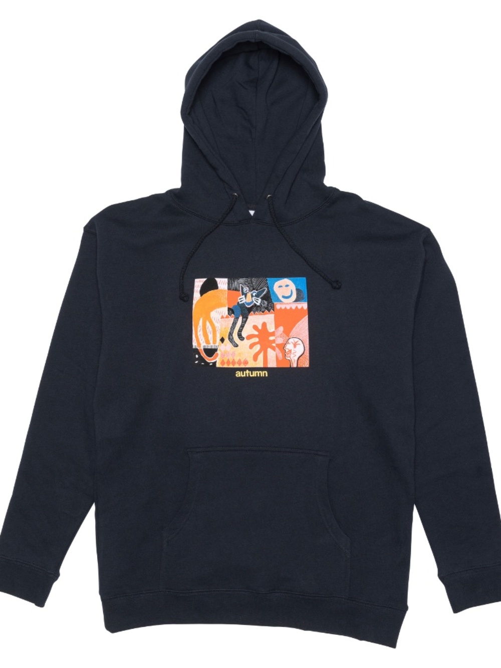 Navy Hoodie with Color Graphic